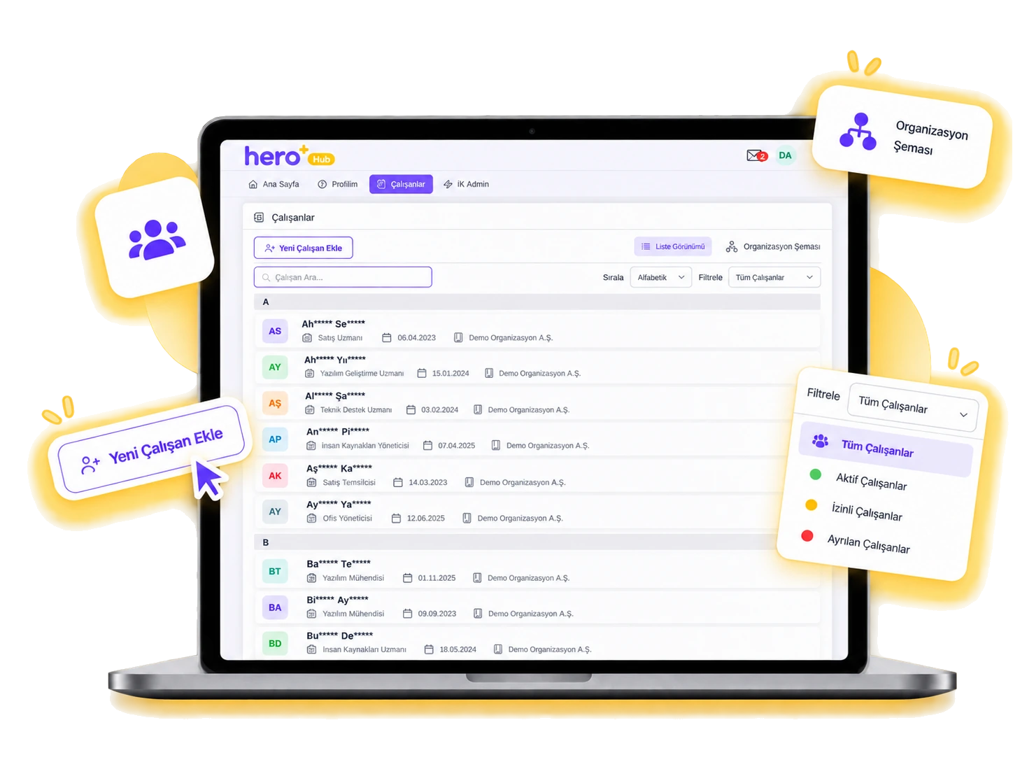 HeroHub Çalışan bilgileri tanıtım görseli