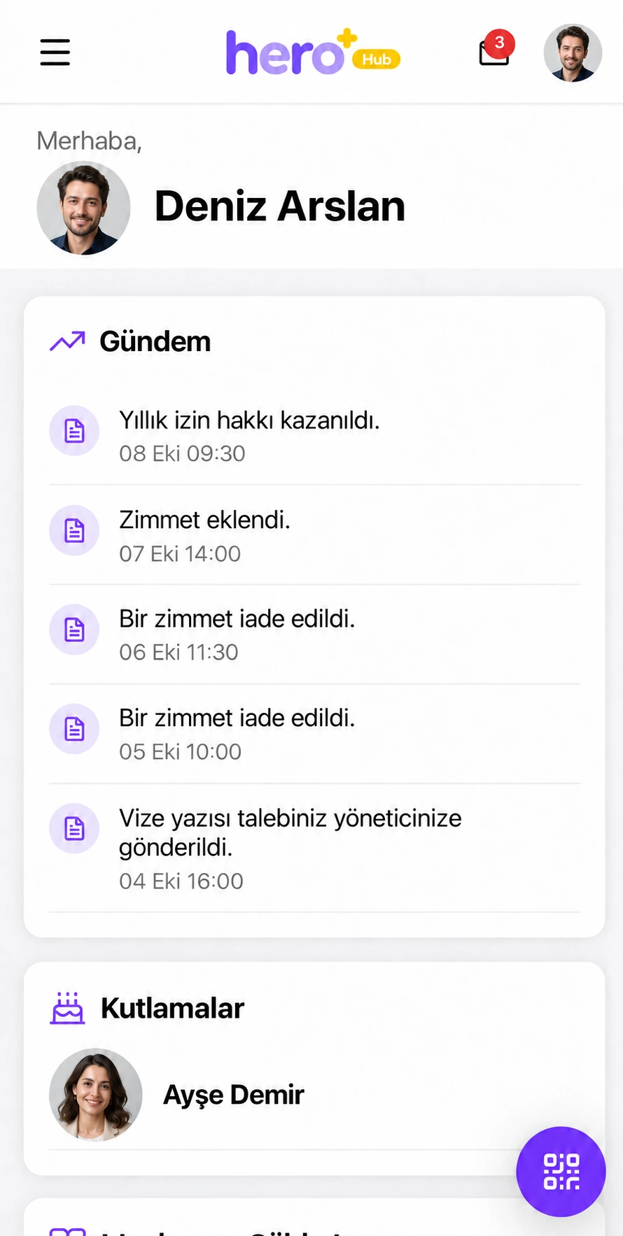 HeroHub çalışan deneyimi ve dijital personel yönetimi mobil uygulaması